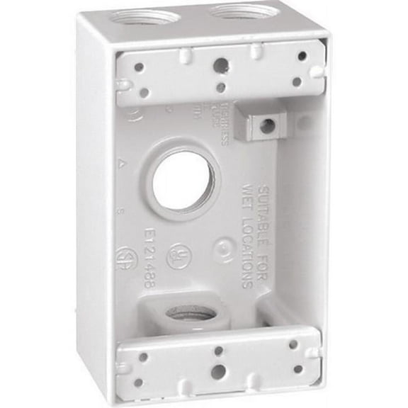 14251WH 1 Gang White Rectangle Weatherproof Outlet Box