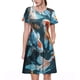 thumbnail image 1 of Balery Cute Koi Fish Serenity Vestidos sueltos de manga corta para mujer, vestidos de verano 2025, vestidos casuales de corte A con vuelo., 1 of 6