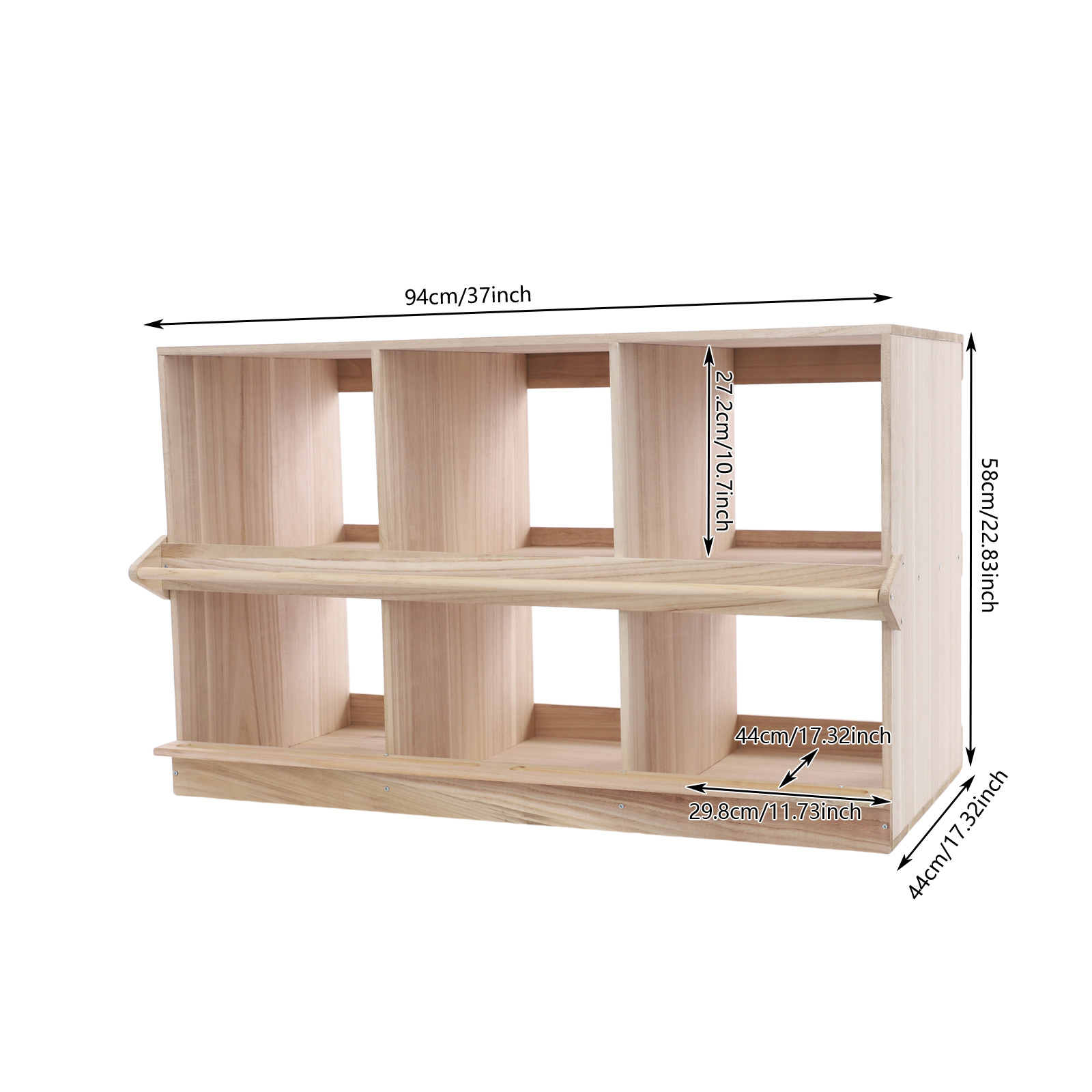 ToppiJoy 6 Compartment Chicken Nesting Box, Wooden Nesting Boxes for Chickens, Floorstanding Chicken Egg Laying Box for Backyard and Poultry Farms