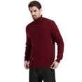 thumbnail image 6 of Kallspin Men's Turtleneck Sweaters Wool Blend Lightweight Pullover Sweaters(Burgundy Red,Large), 6 of 7