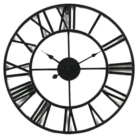DESIGNICE 2026 New Thicker Metal Large Wall Clock Home Decorative Industrial Clocks with Big Arabic Numerals,Retro Oversized Clock for Living Room Decor,Battery Operated,Black