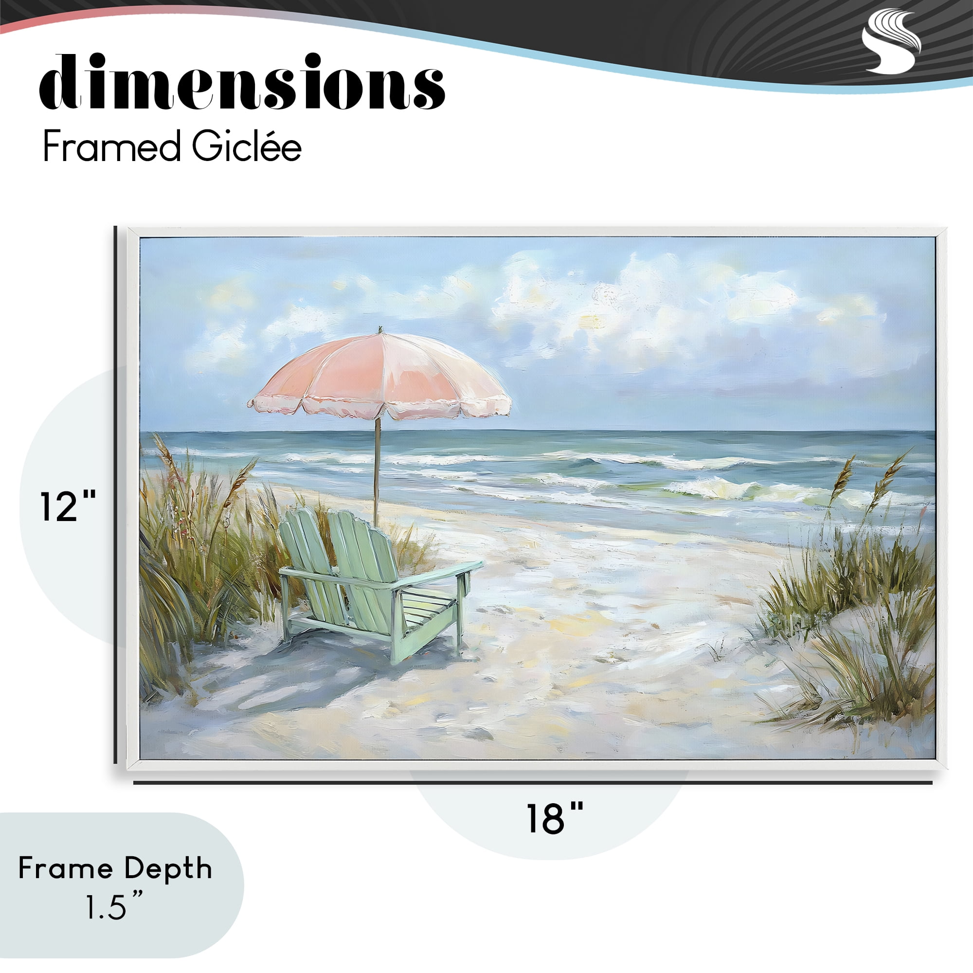 Stupell Industries Seaside Chair & Pink Umbrella White Framed Giclee Art, design by Creative Studio