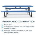 thumbnail image 3 of 96" Picnic Table, Expanded Outdoor Steel Picnic Table with Umbrella Hole, Outdoor Picnic Table for Patios, Parks, Gardens, Blue, 3 of 7