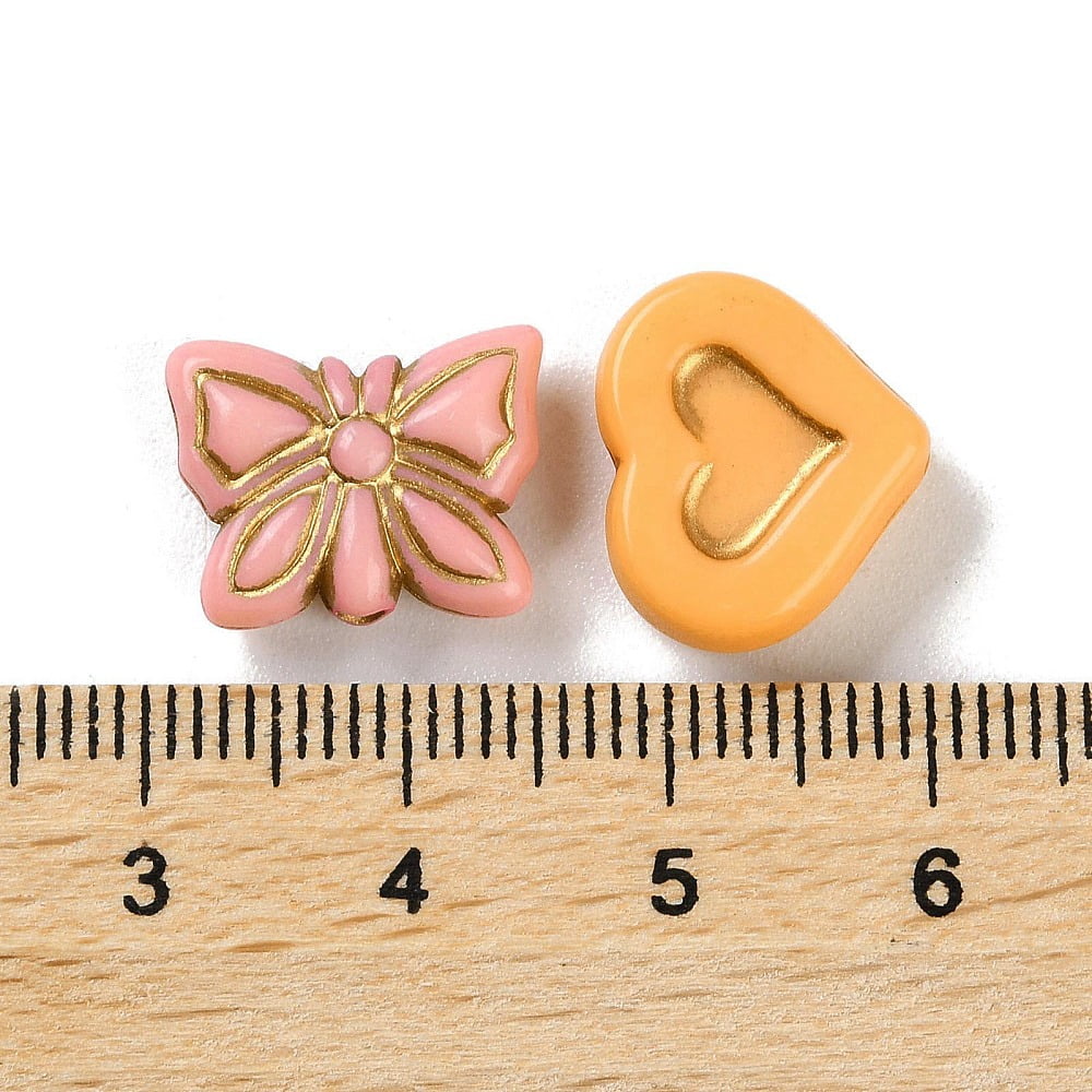 500gs Opaque Acrylic Beads Metal Enlaced Mixed Shapes Mixed color 8~17x8~18x3.5~10mm Hole: 1.2~2mm about 765pcs/500g
