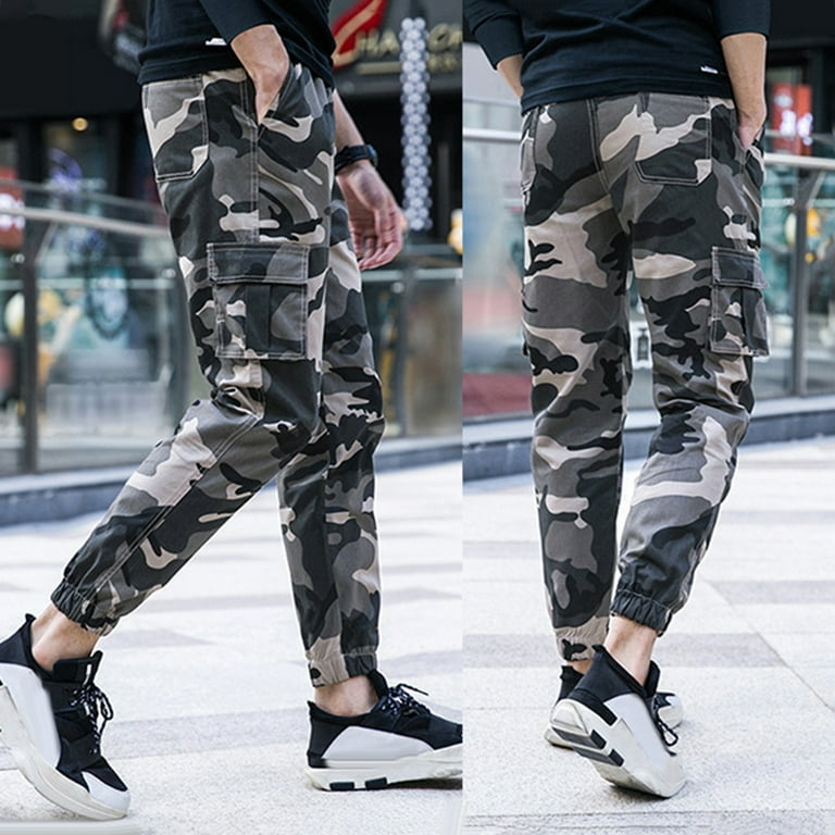 Men Flap Pocket Camo Cargo Pants