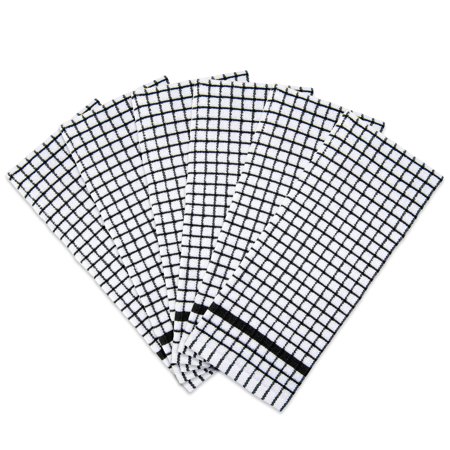 Arkwright Classic Checkered Kitchen Towel (Pack of 6)  Cotton 15x25 Kitchen Towel  Black & White