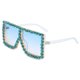 thumbnail image 1 of Gafas de sol de gran tamaño para mujer, lentes de sol de marca de lujo de gran tamaño, tonos púrpura y rosa, estilo Vintage de los años 90, cuadradas con diamantes de imitación, 1 of 5