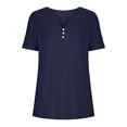 thumbnail image 5 of Ashirexll Shirts for Women, Casual Tops for Women, Summer Fashion Solid Color V-Neck Casual Short Sleeved Top Navy A L, 5 of 7