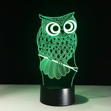 

3D Lamp Visual Light Touch Switch Colorful Night Light Decorative Lamp for Home Office (Owl)