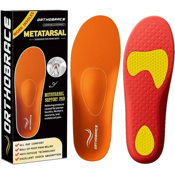 Metatarsal Insoles, Plantar Fasciitis High Arch Support Insoles,Morton's Neuroma,Metatarsal Pads Mens Womens,Foot Pain Relief, Anti-Fatigue Orthotic Shoe Inserts for Metatarsalgia-M