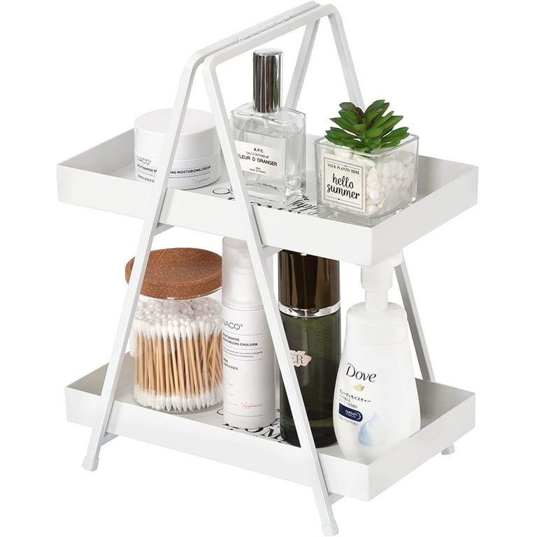 Luxspire 2-Tier Countertop Organizer for Bathroom Counter Shelf Serving Tray, Cosmetic Perfume Storage Rack Kitchen Spice Rack Bathroom Accessories