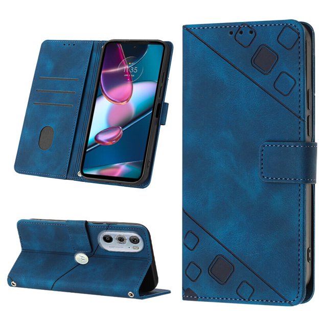 Compatible avec Motorola Moto Edge 30 Pro Classic Étui en Cuir PU Gaufré avec Porte-Cartes, Housse Antichoc
