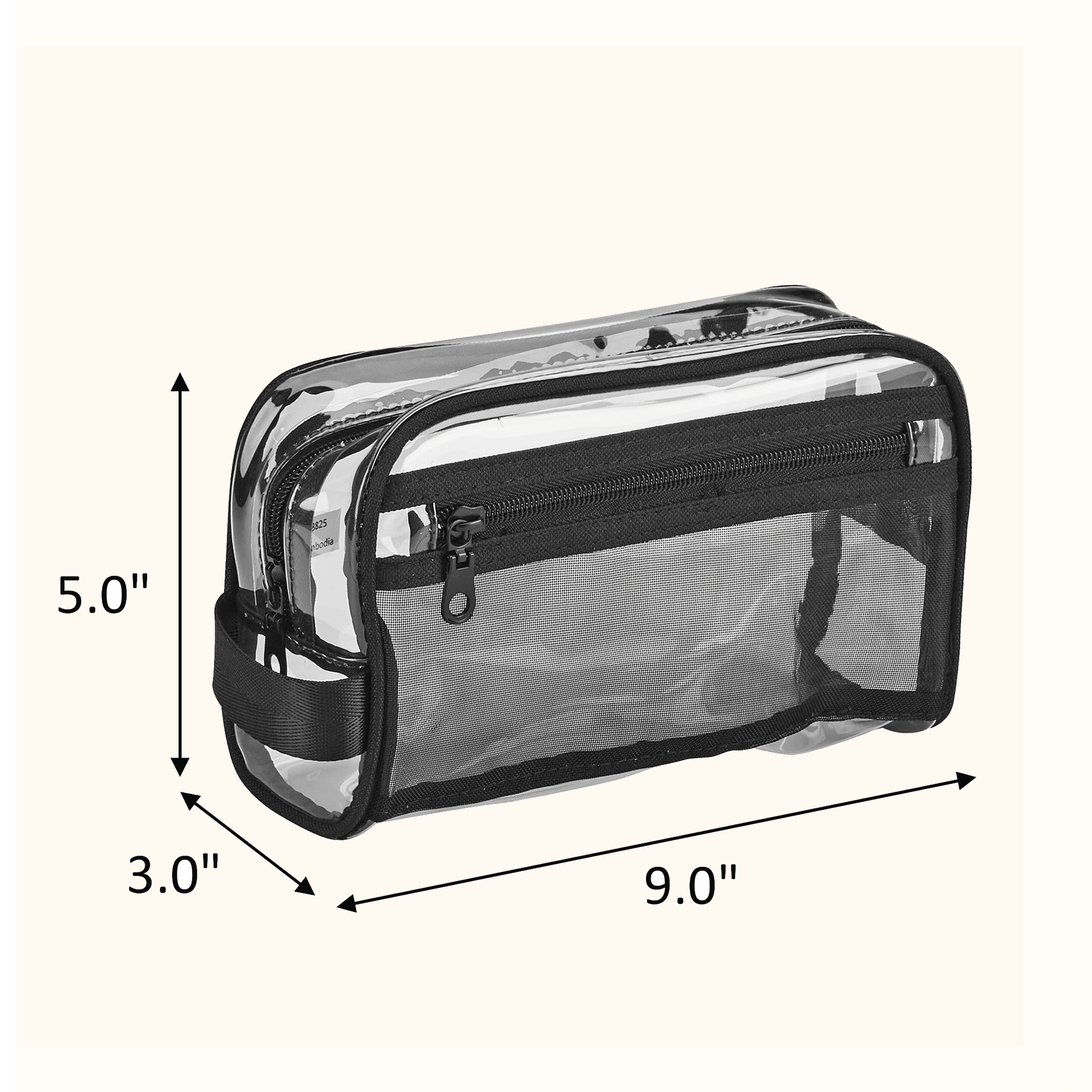 Conair Basics Clear Travel Organizer Bag with Side Pocket and Handle, Black