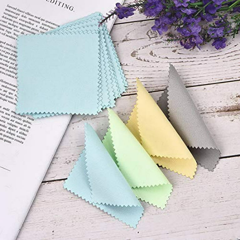 50 Pack Jewelry Cleaning Cloth, Polishing Cloth for Silver Gold  Platinum, 4 Colors Blue Grey Yellow Pink, 7.8cmx7.8cm (Pink) : Clothing,  Shoes & Jewelry