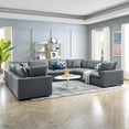 thumbnail image 2 of Sectional Sofa Set, Faux Vegan Leather, Grey Gray, Modern Contemporary Urban Design, Living Lounge Room Hotel Lobby Hospitality, 2 of 10