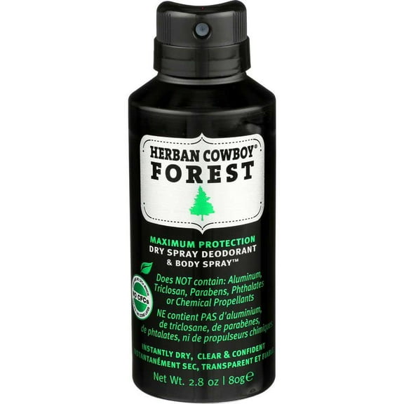 Herban Cowboy Forest Dry Spray Deodorant and Body Spray, 2.8 Ounce -- 1 each.