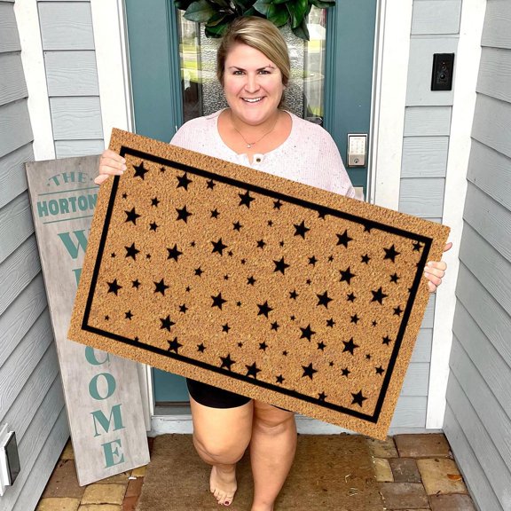 Ctnporpo Star Printed Brown Floor Mat Area Rug Carpet