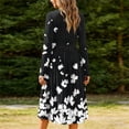 thumbnail image 6 of Dresses for Women Fashion Leisurely Printed Round Neck Dress Women's Long Sleeve Bohemian Floral Maxi Dresses Loose Casual High Waist Boho Printed Beach Party Dress, 6 of 7