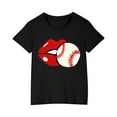 thumbnail image 1 of HVOBBTY T-Shirt Décontracté à Manches Courtes pour Tout-Petits, T-Shirt Imprimé Baseball pour Garçons et Filles, Mode Col Rond, Manches Courtes, Noir, 9 Ans, 1 of 5