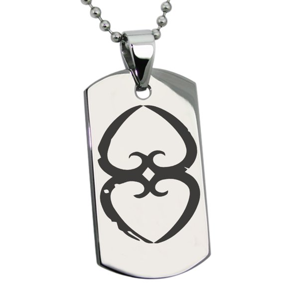 Stainless Steel Ancient Tribal Mother Earth Rune Engraved Dog Tag Pendant Necklace