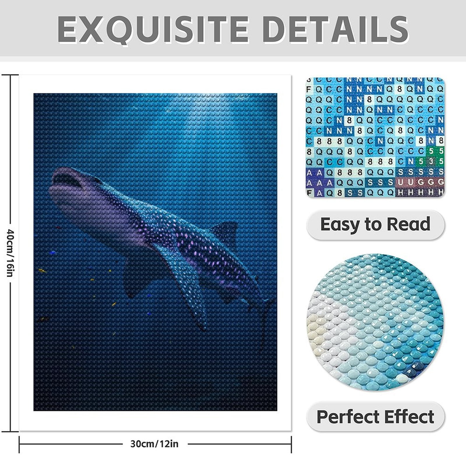 Diamond Art Kits for Adults - 5d Whale Shark Ocean Glow Diamond Painting for Adults, Diamond Art for Adults Beginners, Diamond Painting Kits for Adults for Home Wall Decor