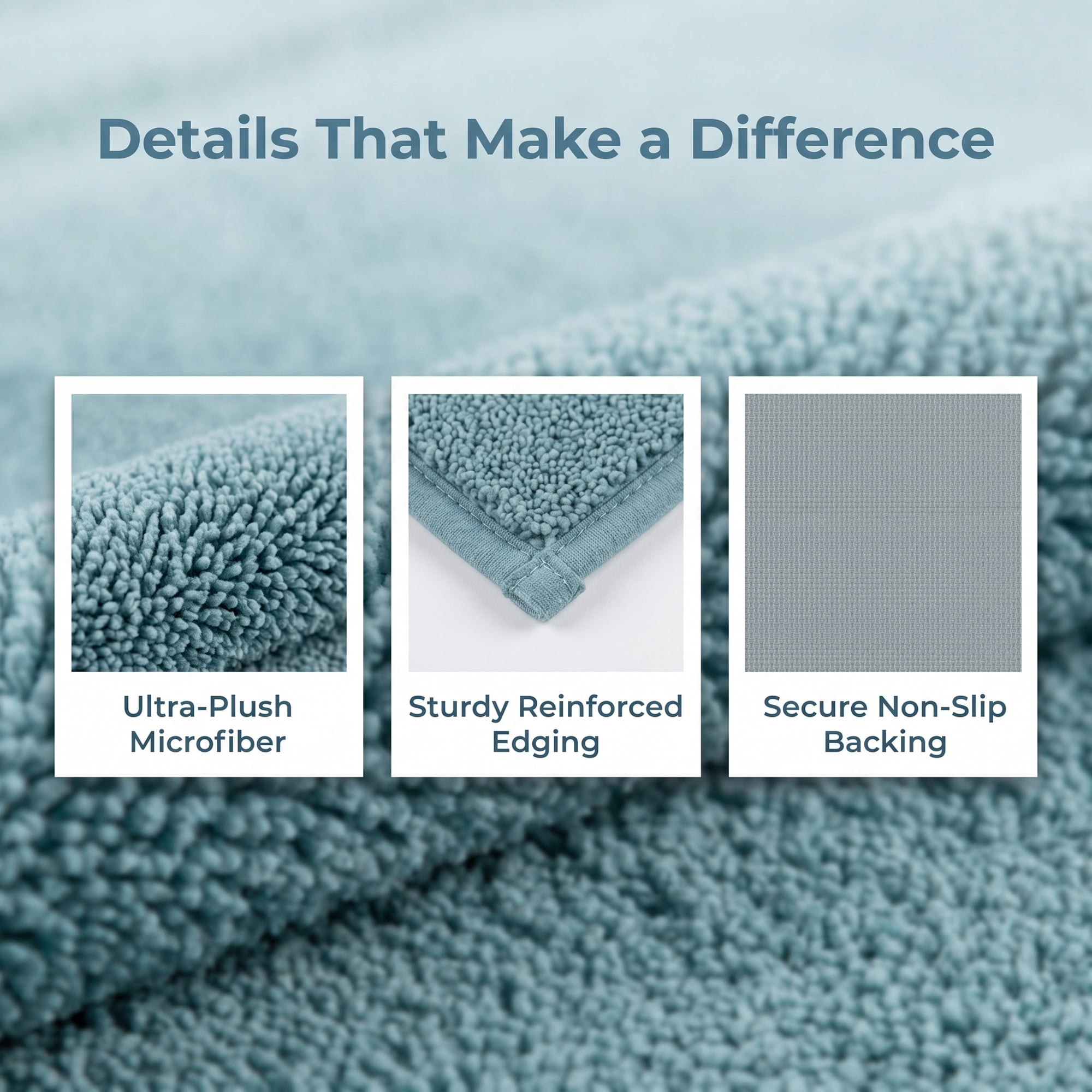 Unique Bargains Soft Non Slip Absorbent Shaggy Microfiber Bathroom Rug Blue 32" x 20"