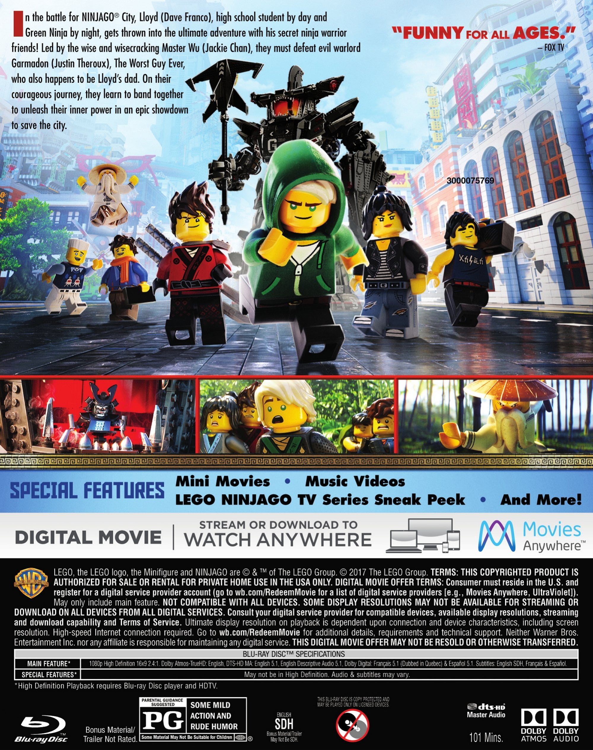Lego Ninjago Movie Animated HD Set Blu ray DVD Digital Copy Walmart