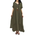 thumbnail image 4 of Nueva moda mujer vestido flojo ocasional del color sólido de manga corta boho summer maxi vestido la Tomshoo Café/5X-grande, 4 of 7