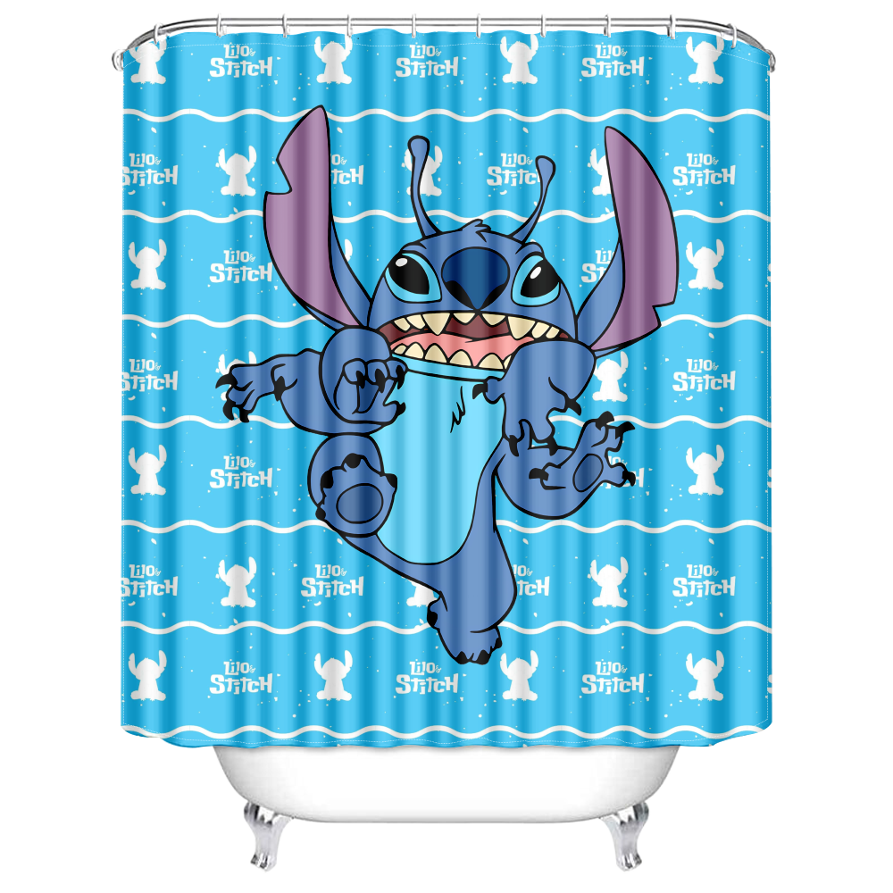 Cute Lilo and Stitch Waterproof Fabric Bathroom Shower Curtain,Lilo