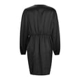 thumbnail image 5 of OSOLU Women Dresses Ladies Wedding Guest Dress Ruched Front Batwing Sleeve Spring Summer Autumn Elegant Solid Color Waist V-Neck Dress Breathable Hawaiian Flowy Sundress, 5 of 8