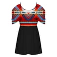 thumbnail image 4 of Usmixi Summer Tee Shirt for Women Women's Cold Shoulder Tops Empire Waist Top Western Ethnic Diamond Print Short Sleeve Shirts Casual Blouses Tunics Red XXXL, 4 of 5