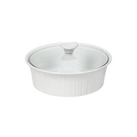 CorningWare French White III 2.5-Quart Round Casserole with Glass Cover