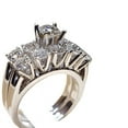 thumbnail image 2 of Womens Flower Ring Set Gold Plated Alloy Ring with Artificial Gems Diamond Inlaid Design Elegant Two Piece Rings, 2 of 3