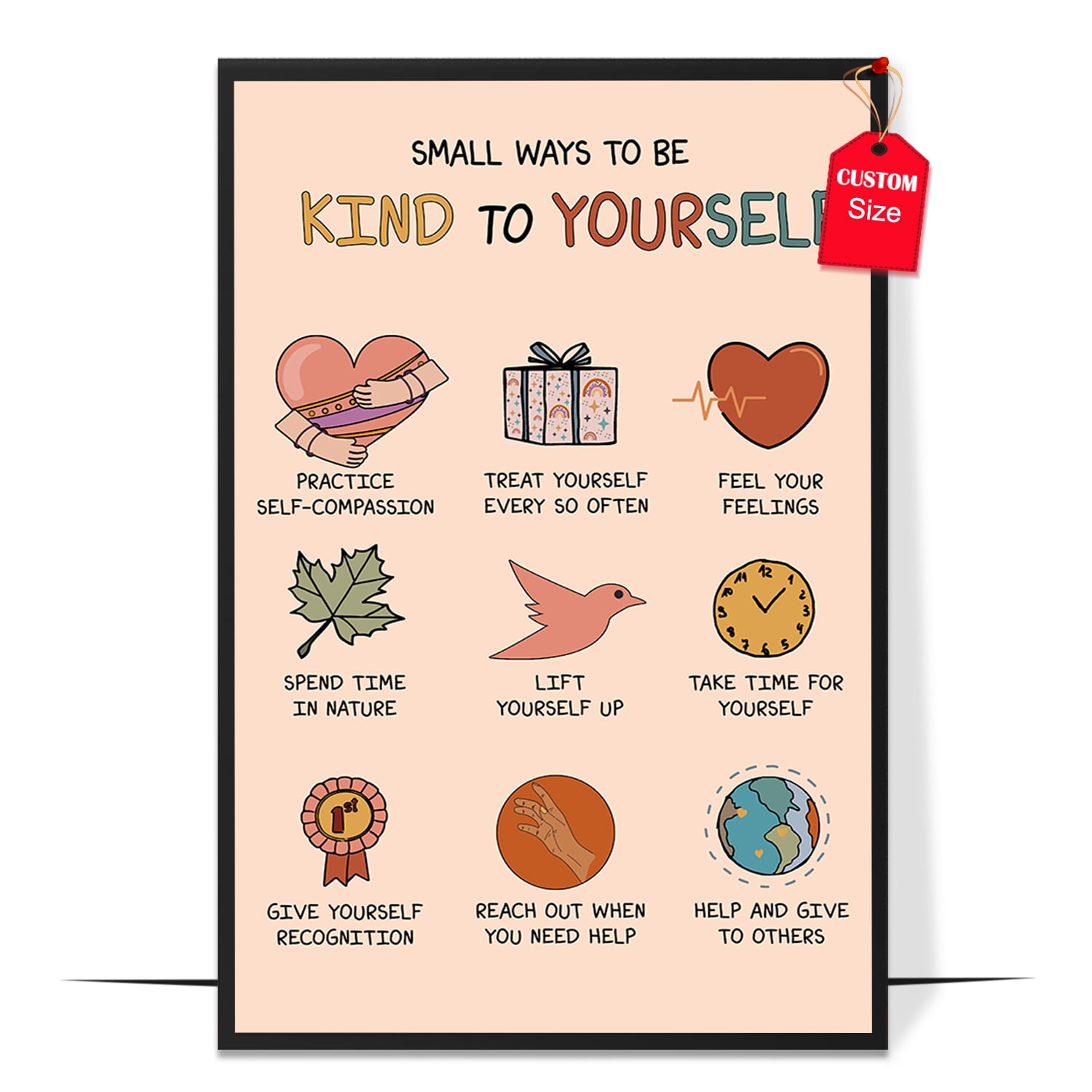 LOLUIS Be Kind To Yourself Poster, Mental Health Poster For Classroom ...