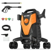 Rock&Rocker Powerful Electric Pressure Washer, 1950PSI Max 1.58 GPM Power Washer with Hose Reel, 4 Quick Connect Nozzles, Soap Tank, IPX5 Car Wash Machine for Home/Car/Driveway/Patio Clean