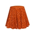 thumbnail image 3 of Doomiva Kids Girls Sparkly Sequin Skirt Elastic Waist Ruffle A-Line Velvet Glitter Christmas Party Skirt Dancewear Orange 6, 3 of 5