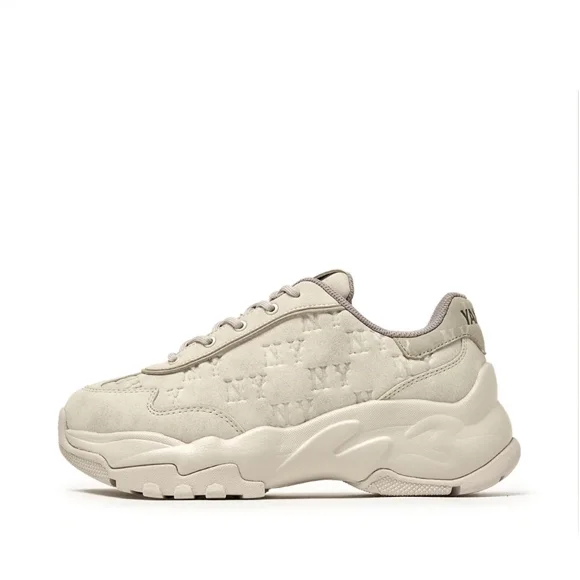 MLB BigBall Chunky Vintage Monogram New York Beige Unisexe Chaussures de Course