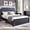 Black, variant on Aitjunz Modern King Size Bed Frame with 50" Tall Headboard and 3 Storage Drawers, Wood Platform Bed with Curved Design, No Box Spring Needed, Natural