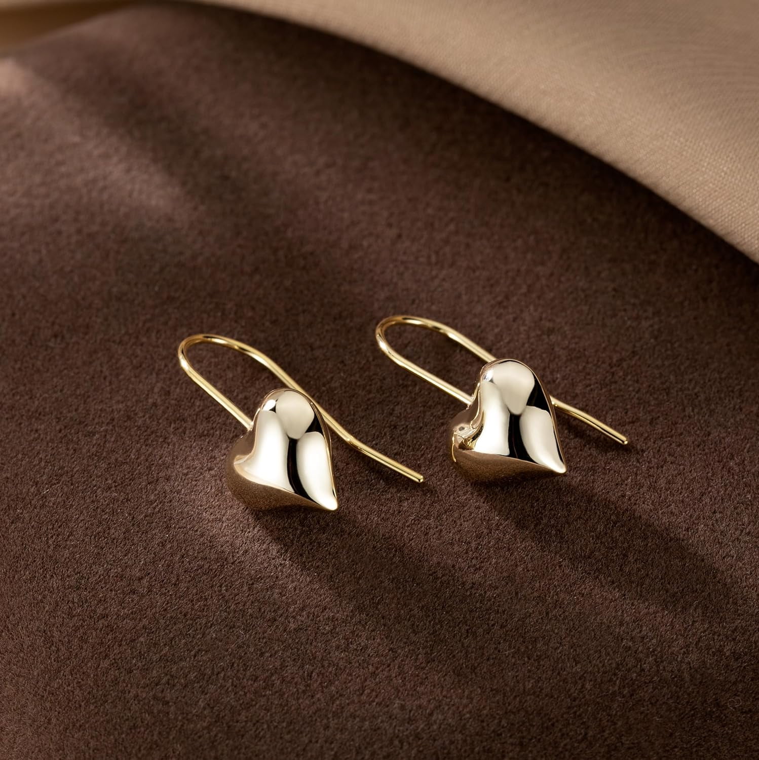 Solid 925 Sterling Silver Heart Drop Earrings for Women Teen Love Heart Dangle Earrings Hook