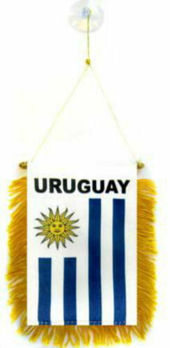 Uruguay Mini Flag 4"x6" Window Banner w/ suction cup