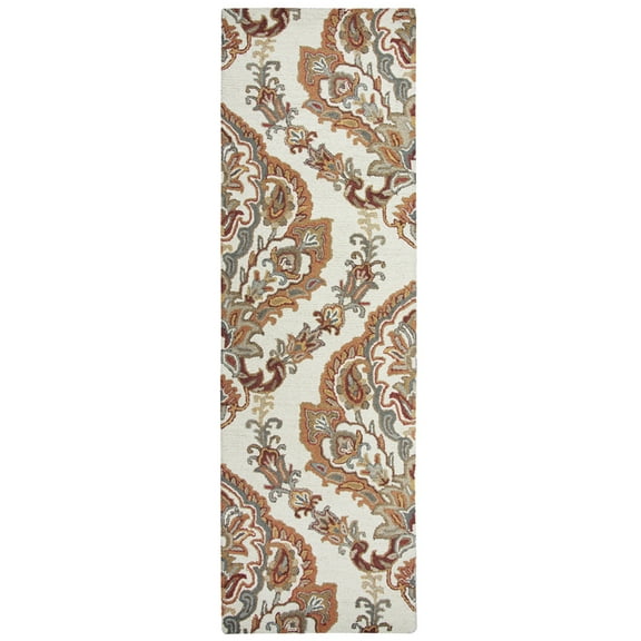 Gatney Rugs Vert Area Rug AL2665 Ivory Ornamental Paisley 2' 6" x 8' Rectangle