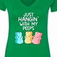 thumbnail image 4 of Inktastic Easter Hangin' with My Peeps Women's V-Neck T-Shirt, 4 of 5