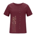 thumbnail image 4 of Mujeres manga corta casual cuello redondo impreso botón suelto túnica camisa blusa tops Pompotops  hkajfhjk470130, 4 of 5