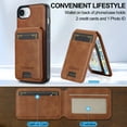 thumbnail image 2 of Allytechgroup Case for iPhone 16e, PU Leather 2 In 1 Wallet Stand Case with Detachable Card Holder Support Wireless Charging Shockproof Magnetic Back Cover for iPhone 16e, Brown, 2 of 11