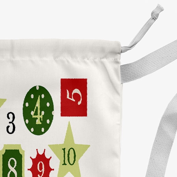 Simply Daisy Canvas Advent Calendar 28 x 36 in Green Laundry Bag