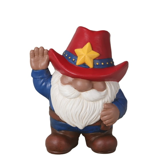 MS Outdoor Texas Cowboy Gnome Garden Statuary, 6.875 in L x 4.875 in W x 8.75 in H