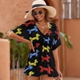 thumbnail image 5 of Red Yellow Blue Balloon Dogs, Black Background Cover Ups Dresses Women Summer Dress Vintage, 5 of 6