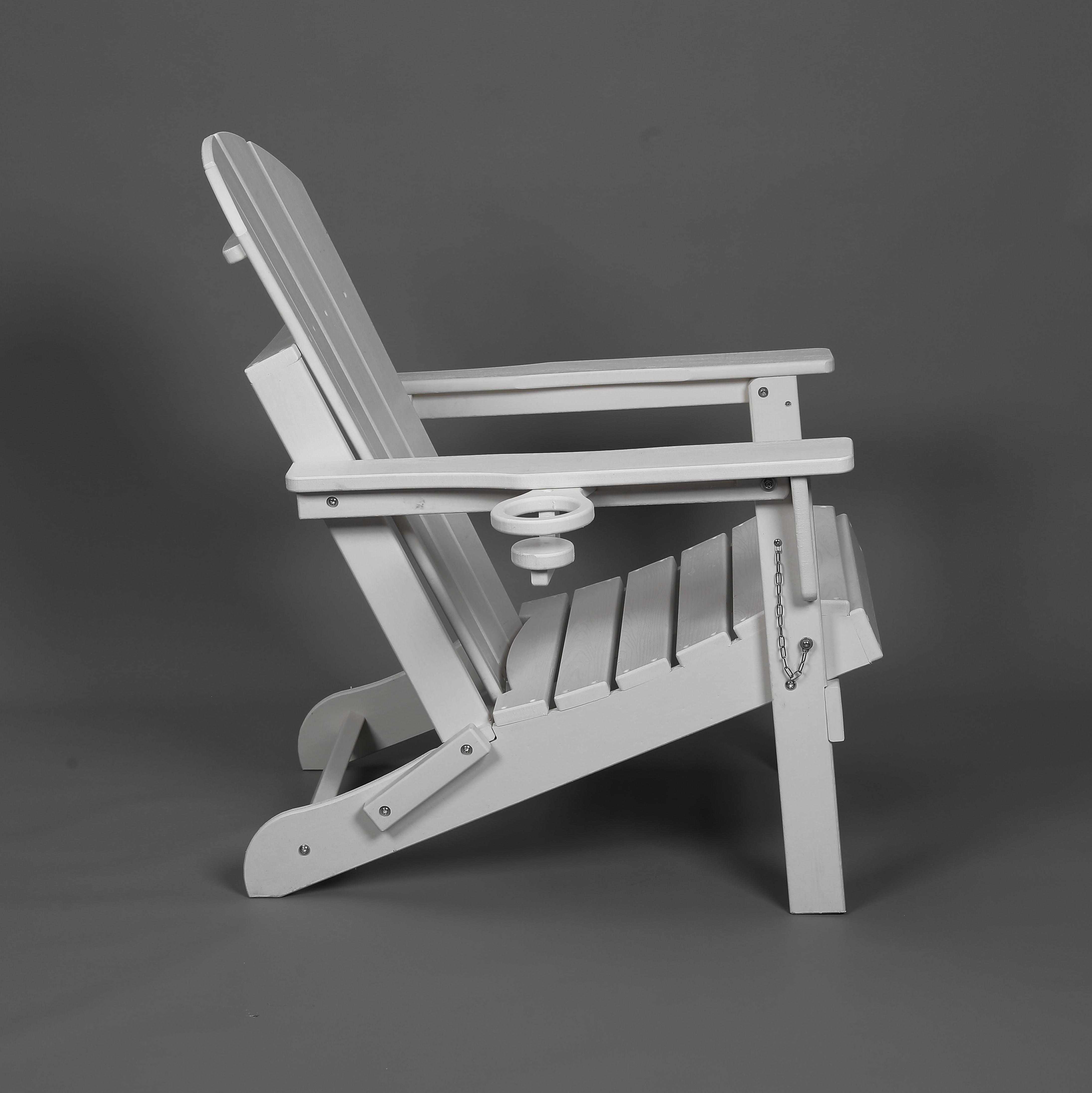KAAYEE  Folding Adjustable Adirondack Chair,Patio Chairs, Lawn Chairs, Outdoor Chair, Adirondack Chair Plastic, Fire Pit, Weather Resistant with Cup Holder for Deck, Backyard, Garde White