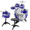 Kids Junior Drum Kit Children Tom Drums Cymbal Stool Drumsticks Set Musical Instruments Play Learning Educational Toy Gift, Blue