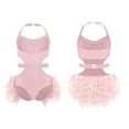 thumbnail image 5 of Aislor Girls Sparkly Rhinestone Halter Sleeveless Latin Jazz Ballet Dance Leotard Skirted for Performance Pink 10, 5 of 7